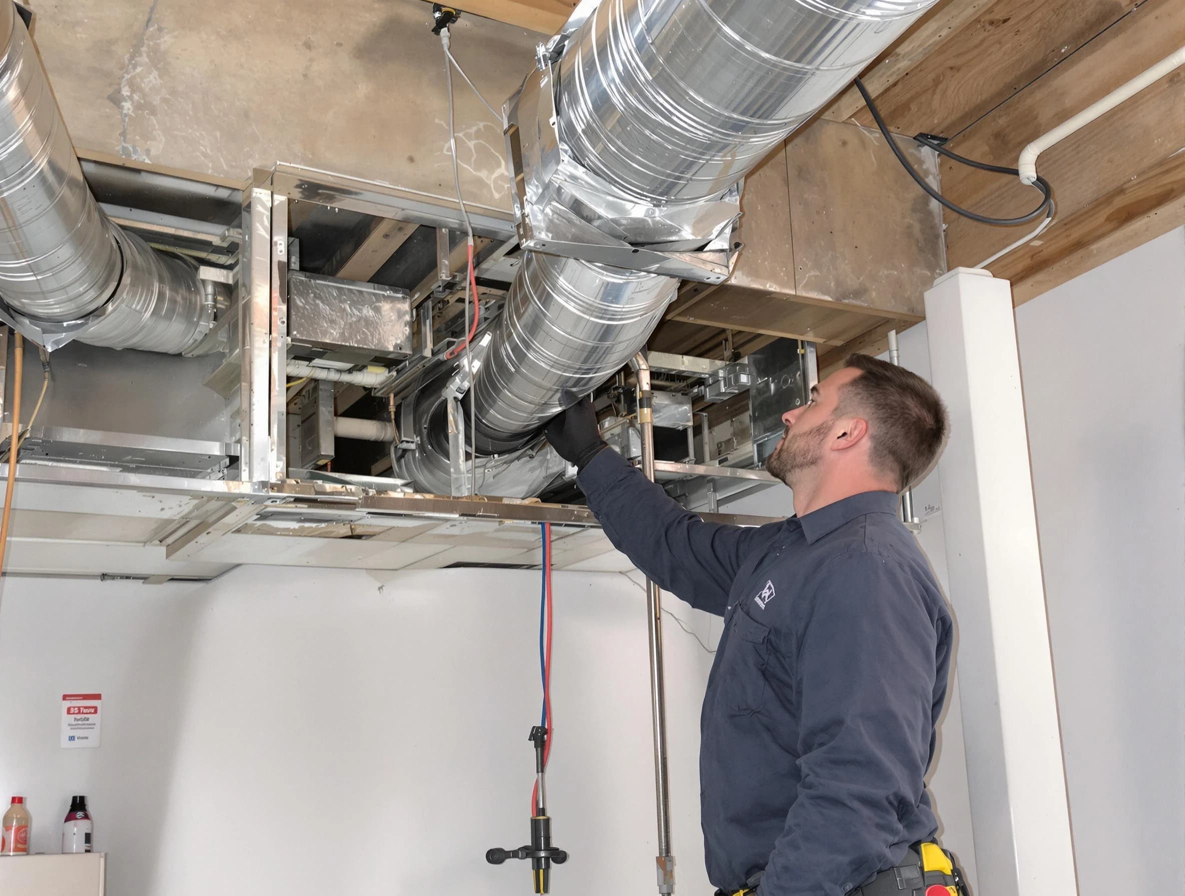 Lower Burrell Air Duct Cleaning technician performing professional air duct repair using specialized tools in Lower Burrell