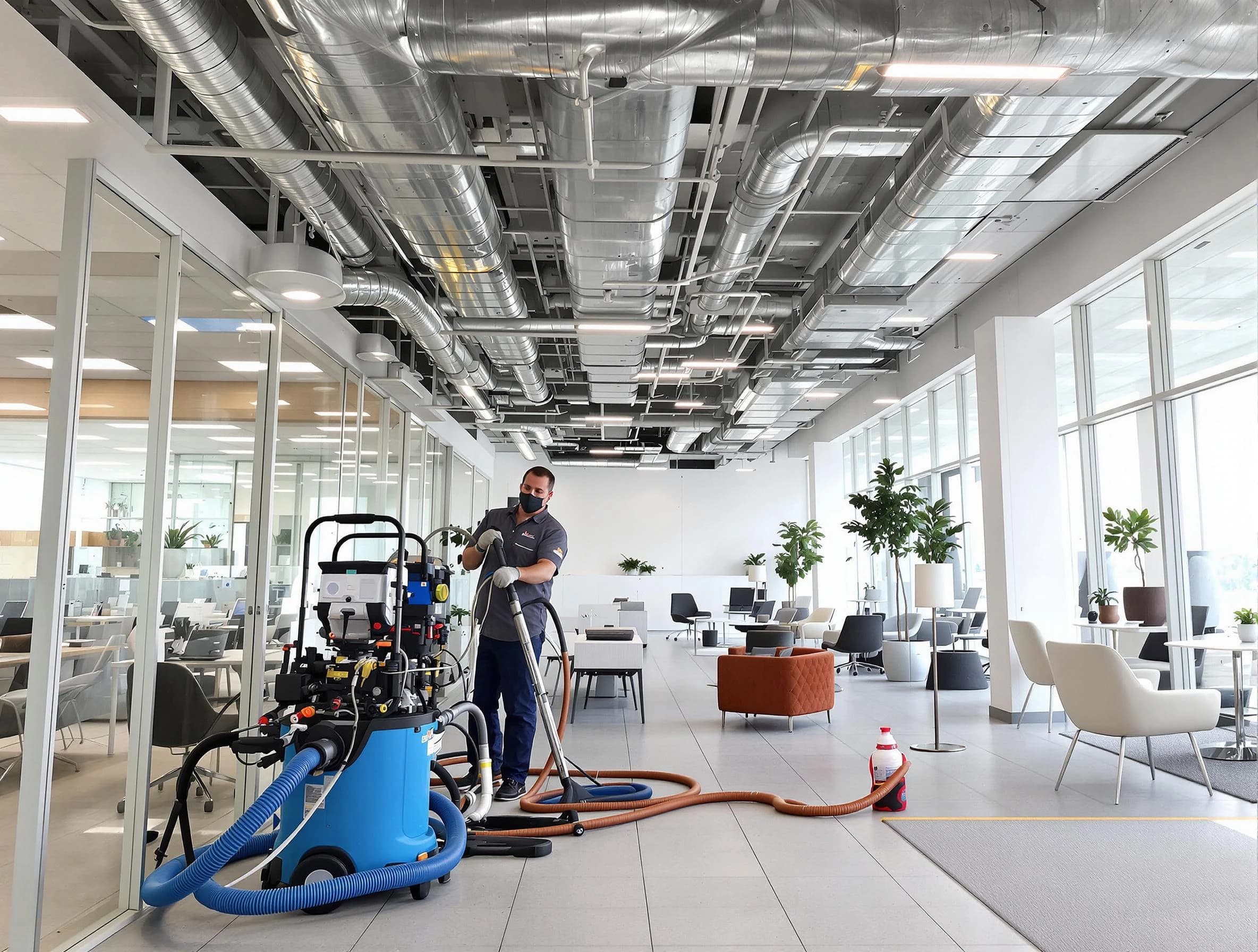 Lower Burrell Air Duct Cleaning team conducting comprehensive commercial duct cleaning at a business location in Lower Burrell