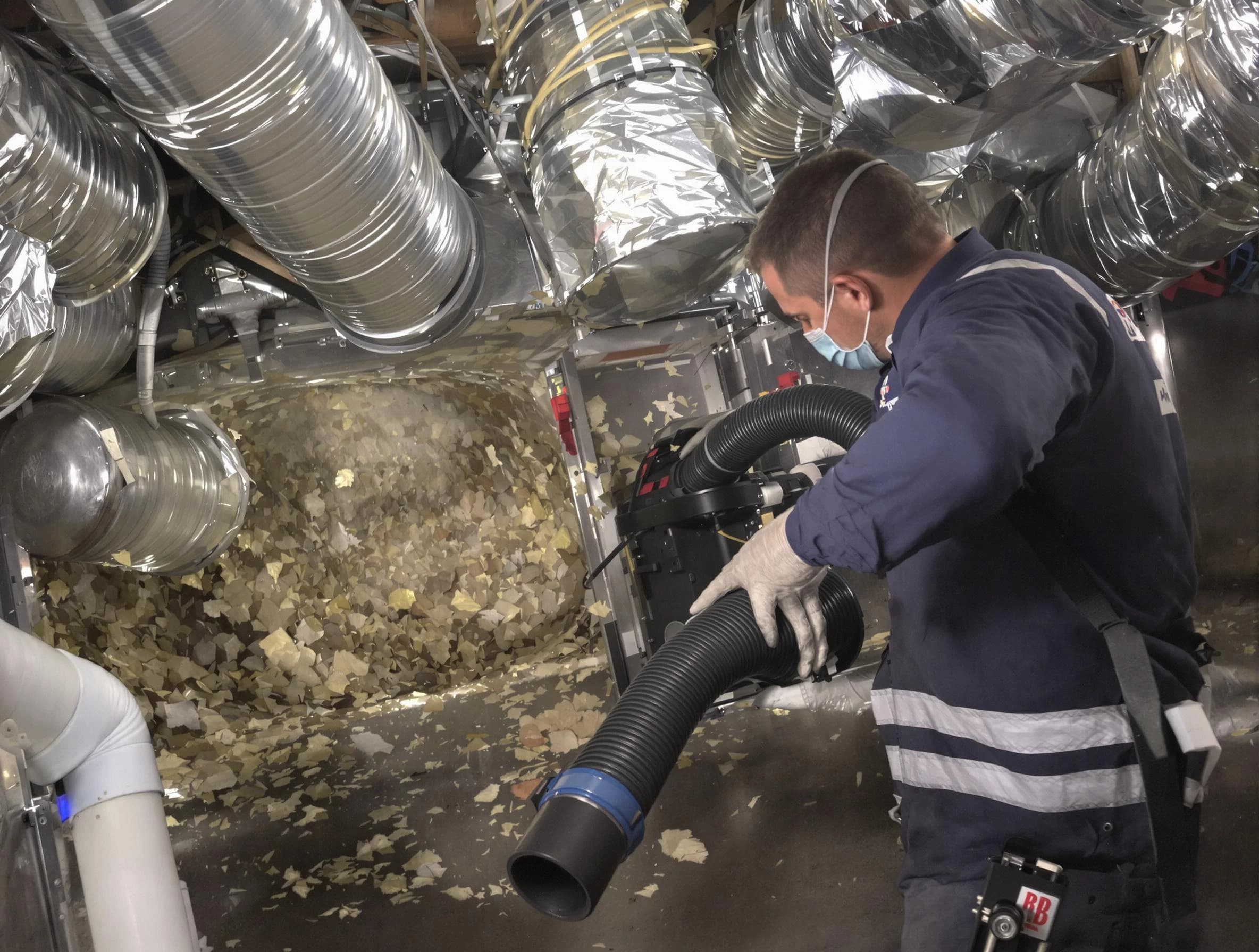 Lower Burrell Air Duct Cleaning specialist operating negative pressure cleaning equipment for thorough duct maintenance in Lower Burrell