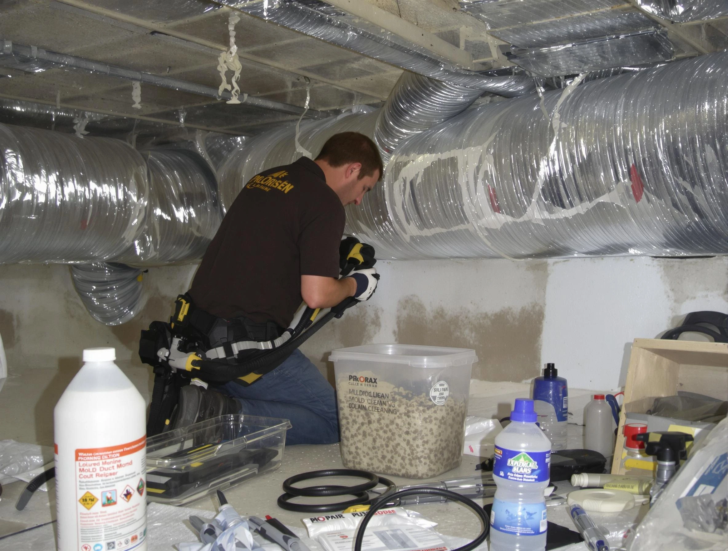 Lower Burrell Air Duct Cleaning specialist performing professional mold removal from air ducts in Lower Burrell